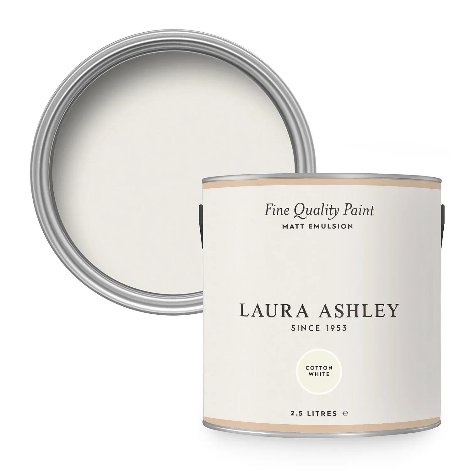 Laura Ashley Matt Emulsion Paint Cotton White - 2.5L 1 Laura Ashley Matt Emulsion Paint Cotton White - 2.5L