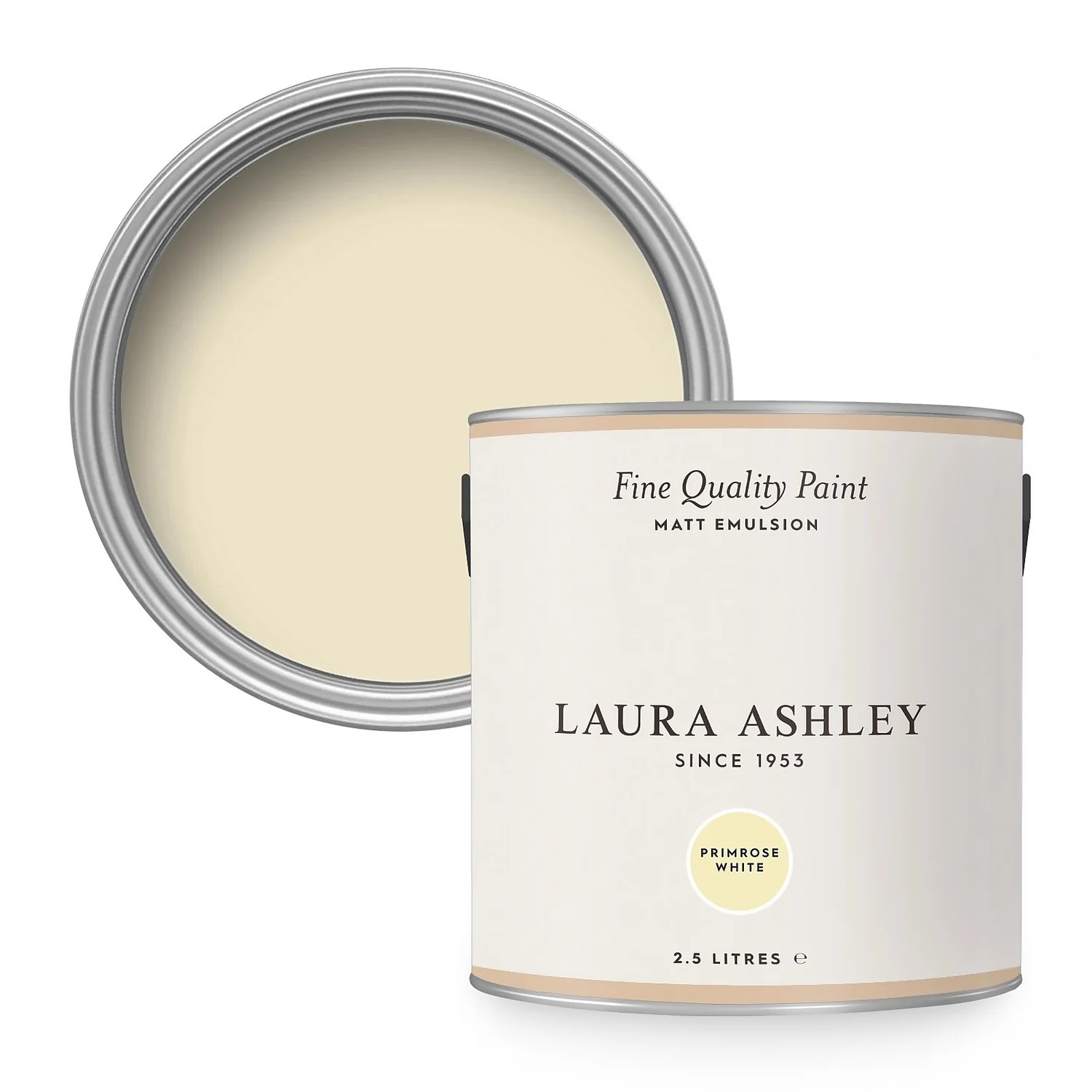 Laura Ashley Matt Emulsion Paint Primrose White - 2.5L 1 Laura Ashley Matt Emulsion Paint Primrose White - 2.5L
