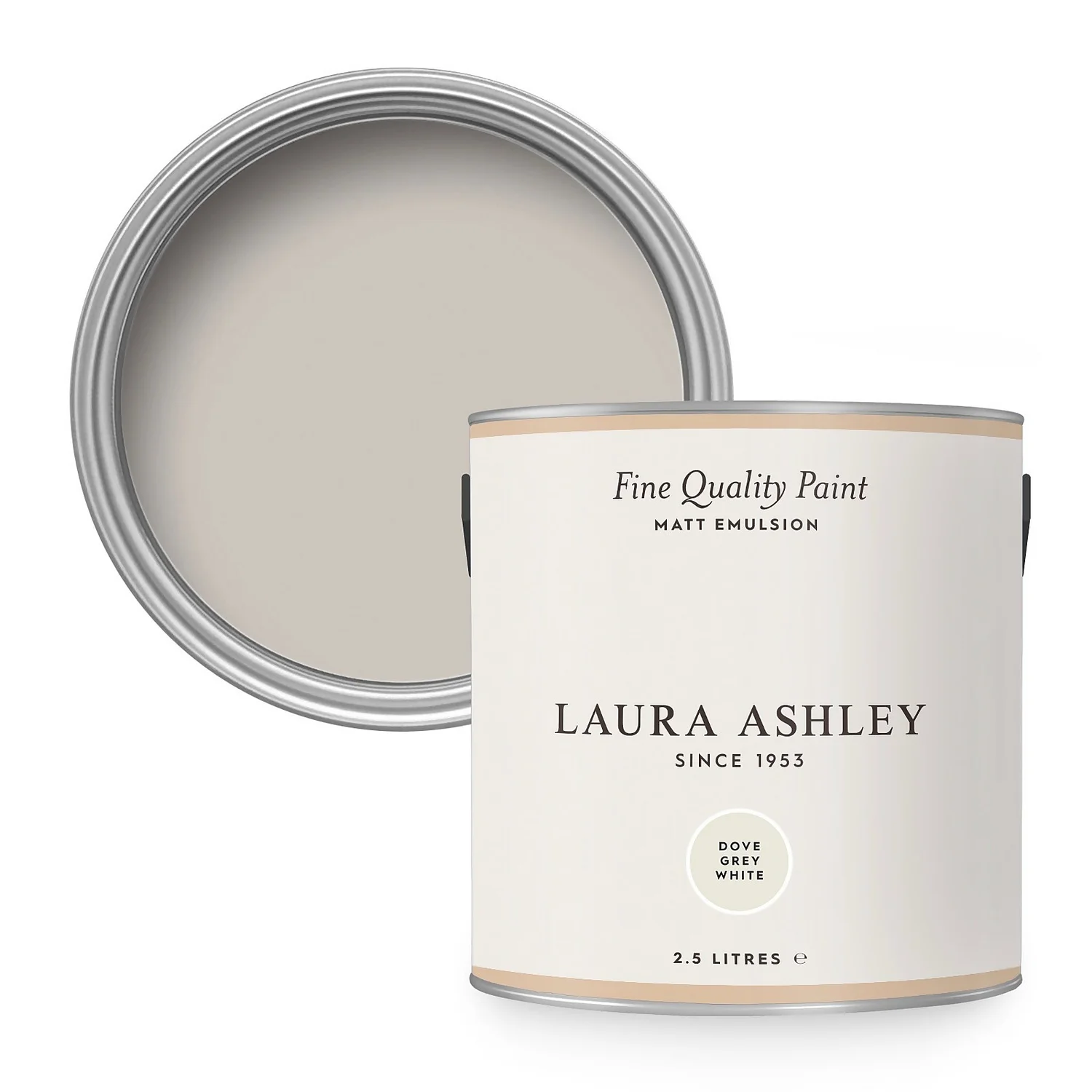 Laura Ashley Matt Emulsion Paint Dove Grey White - 2.5L 1 Laura Ashley Matt Emulsion Paint Dove Grey White - 2.5L