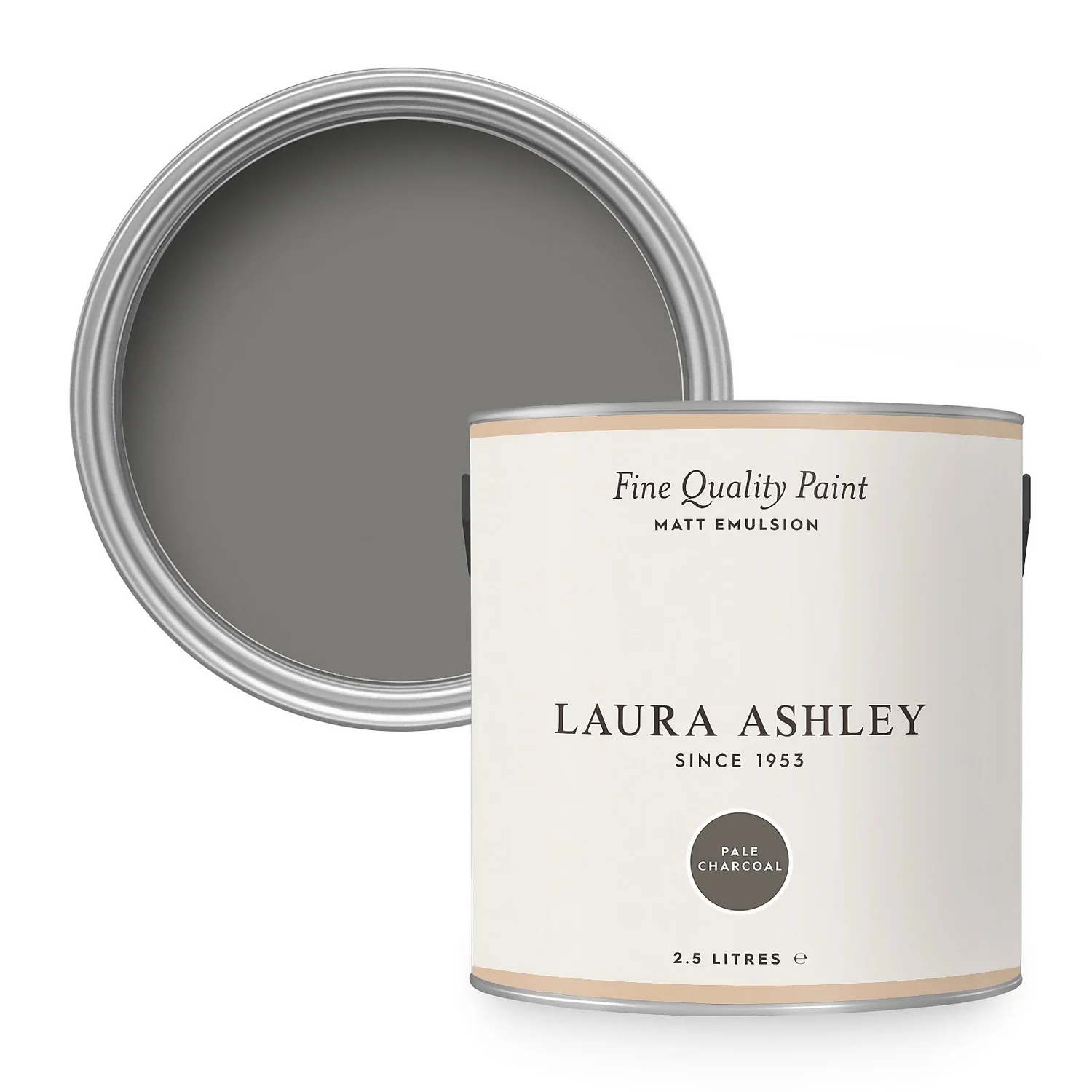 Laura Ashley Matt Emulsion Paint Pale Charcoal - 2.5L 1 Laura Ashley Matt Emulsion Paint Pale Charcoal - 2.5L