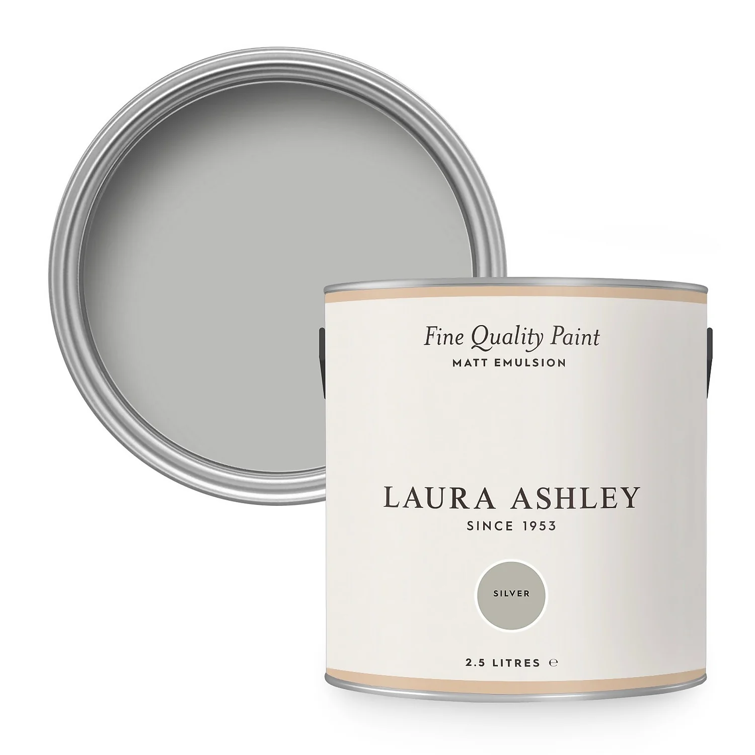 Laura Ashley Matt Emulsion Paint Silver - 2.5L 1 Laura Ashley Matt Emulsion Paint Silver - 2.5L