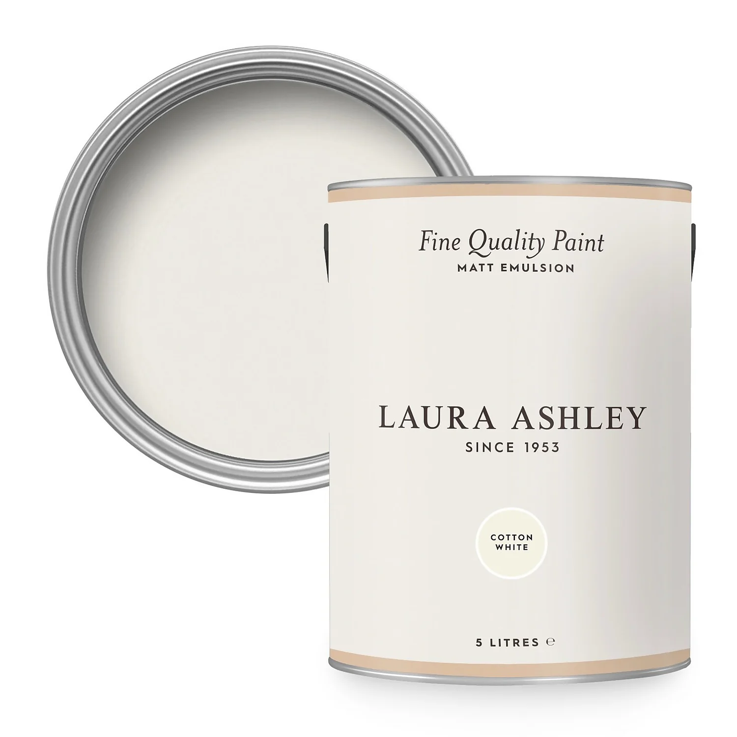Laura Ashley Matt Emulsion Paint Cotton White - 5L 1 Laura Ashley Matt Emulsion Paint Cotton White - 5L