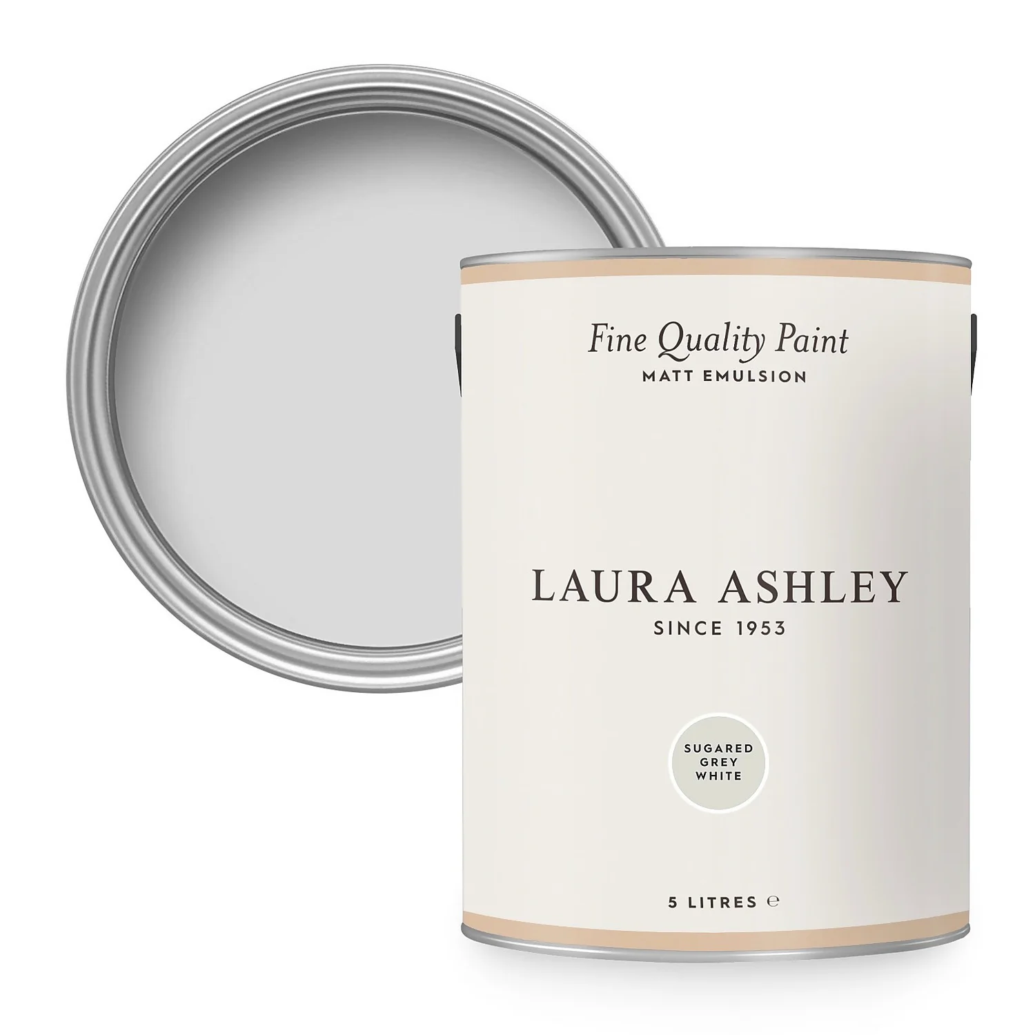 Laura Ashley Matt Emulsion Paint Sugared Grey White - 5L 1 Laura Ashley Matt Emulsion Paint Sugared Grey White - 5L