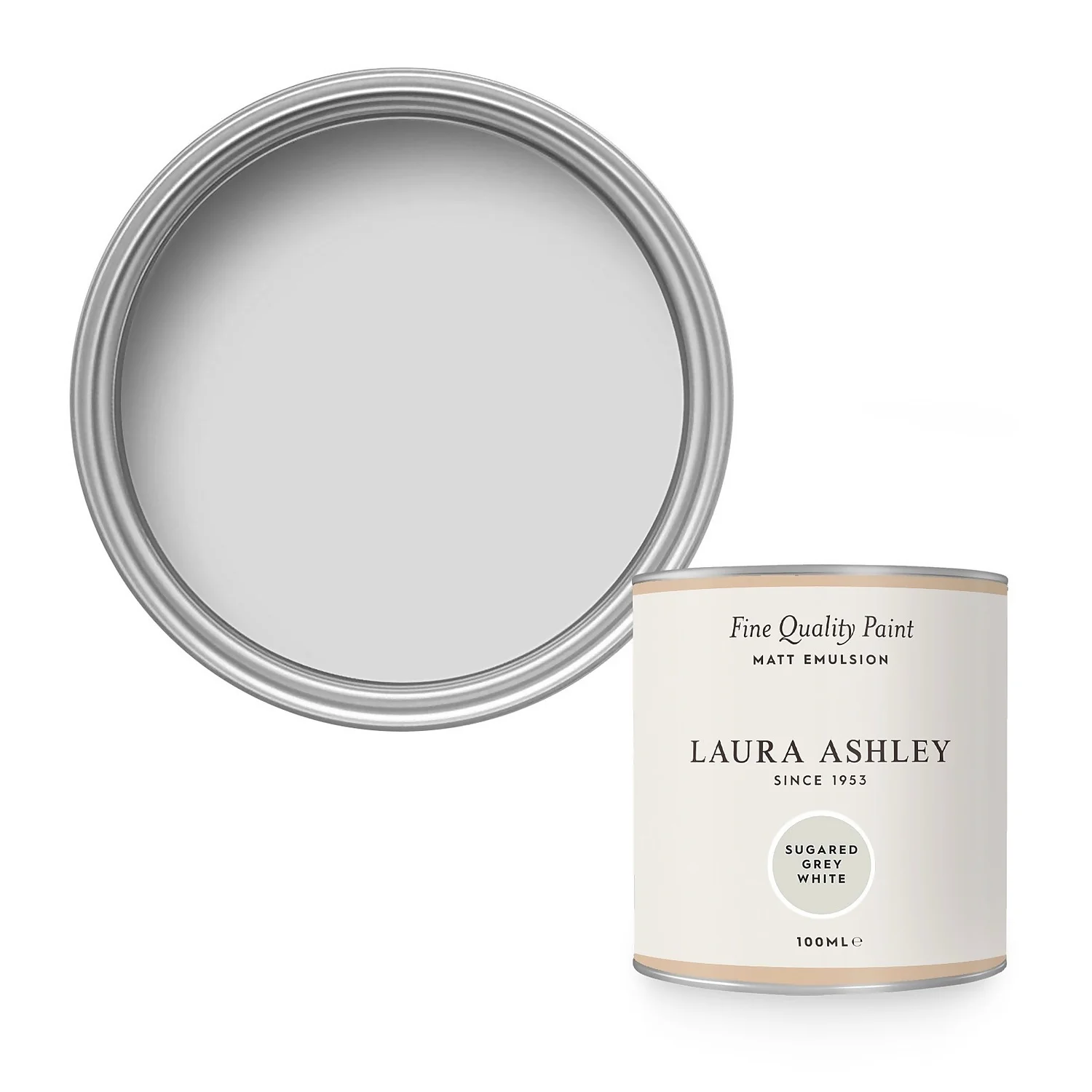 Laura Ashley Matt Emulsion Paint Sugared Grey White Tester 100ml 1 Laura Ashley Matt Emulsion Paint Sugared Grey White Tester 100ml
