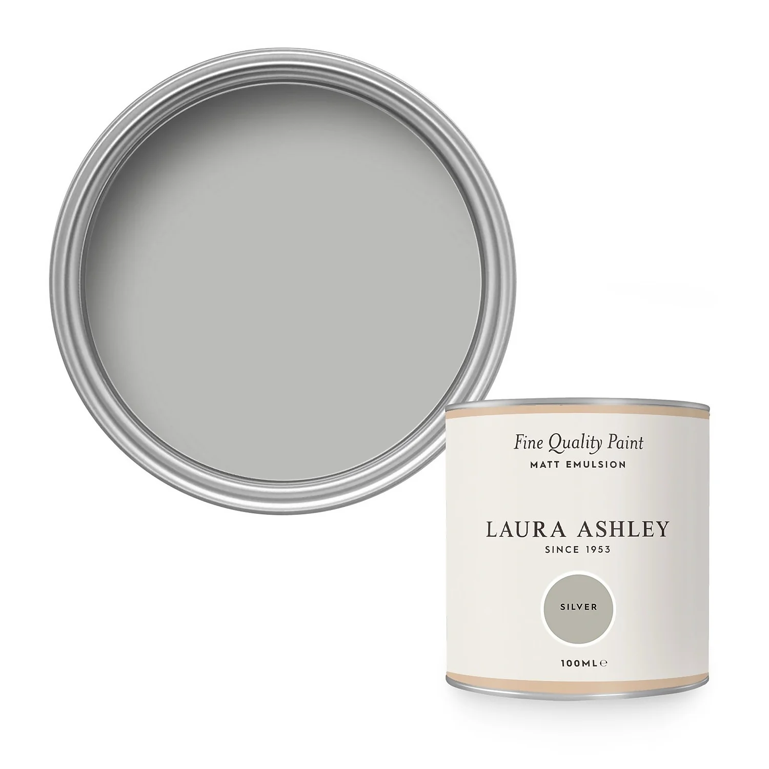 Laura Ashley Matt Emulsion Paint Silver Tester 100ml 1 Laura Ashley Matt Emulsion Paint Silver Tester 100ml