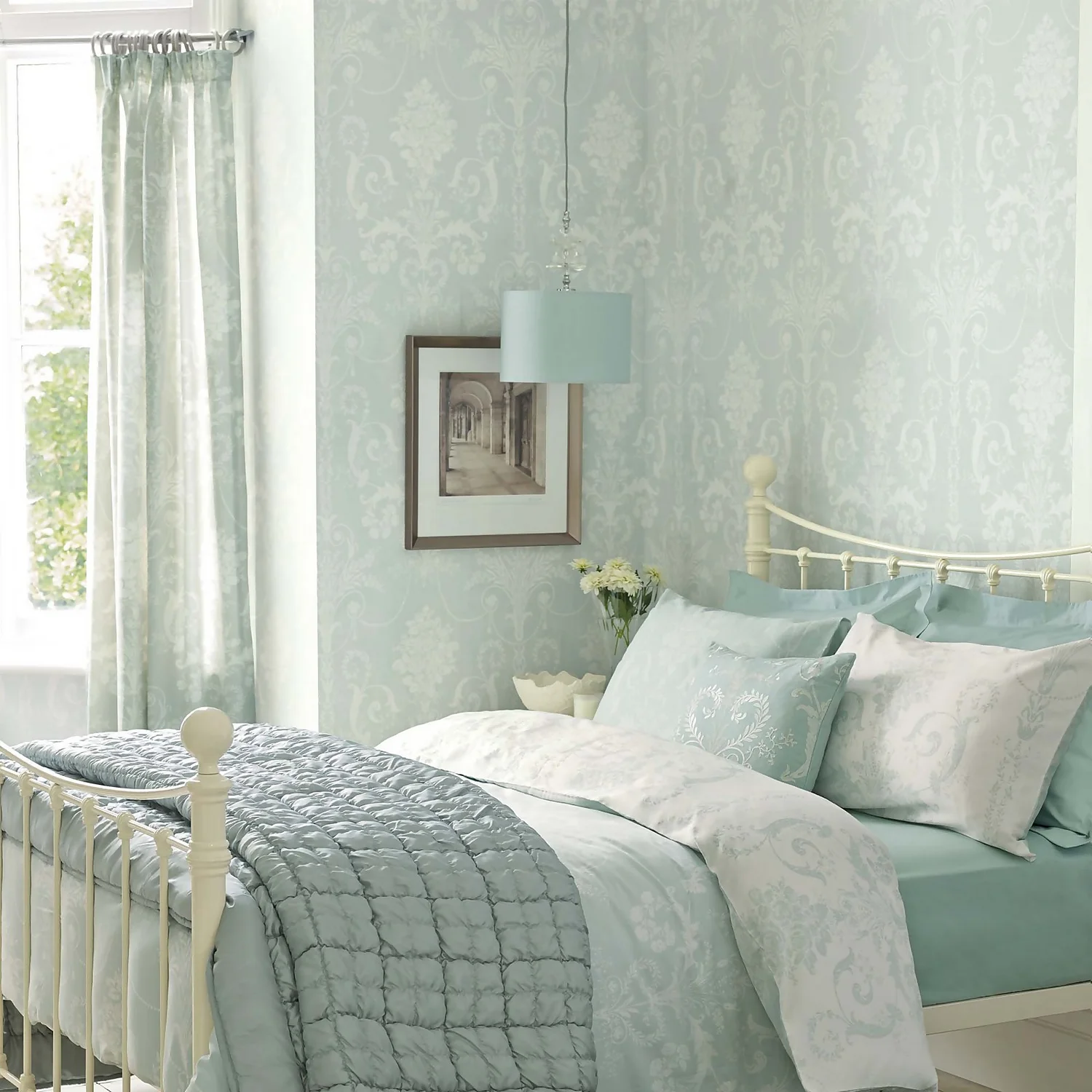 Laura Ashley Josette Duck Egg Wallpaper 2 Laura Ashley Josette Duck Egg Wallpaper - Image 2