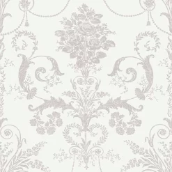 Laura Ashley Josette Dove Grey/White Wallpaper