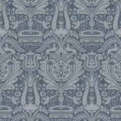 Laura Ashley Heraldic Damask Dusky Seaspray Wallpaper