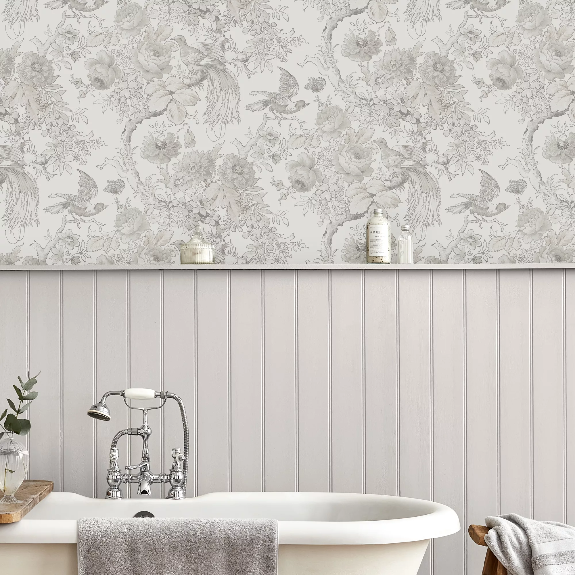 Laura Ashley A Birtle Dove Grey Floral Smooth Wallpaper 3 Laura Ashley A Birtle Dove Grey Floral Smooth Wallpaper - Image 3