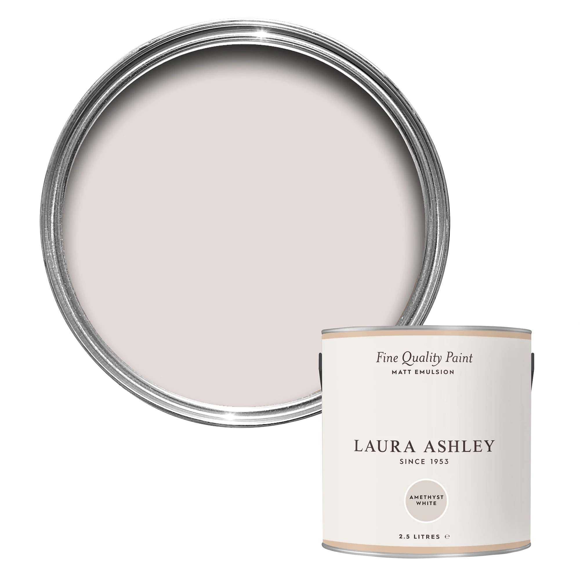 Laura Ashley Amethyst White Matt Emulsion Paint, 2.5L 1 Laura Ashley Amethyst White Matt Emulsion Paint, 2.5L