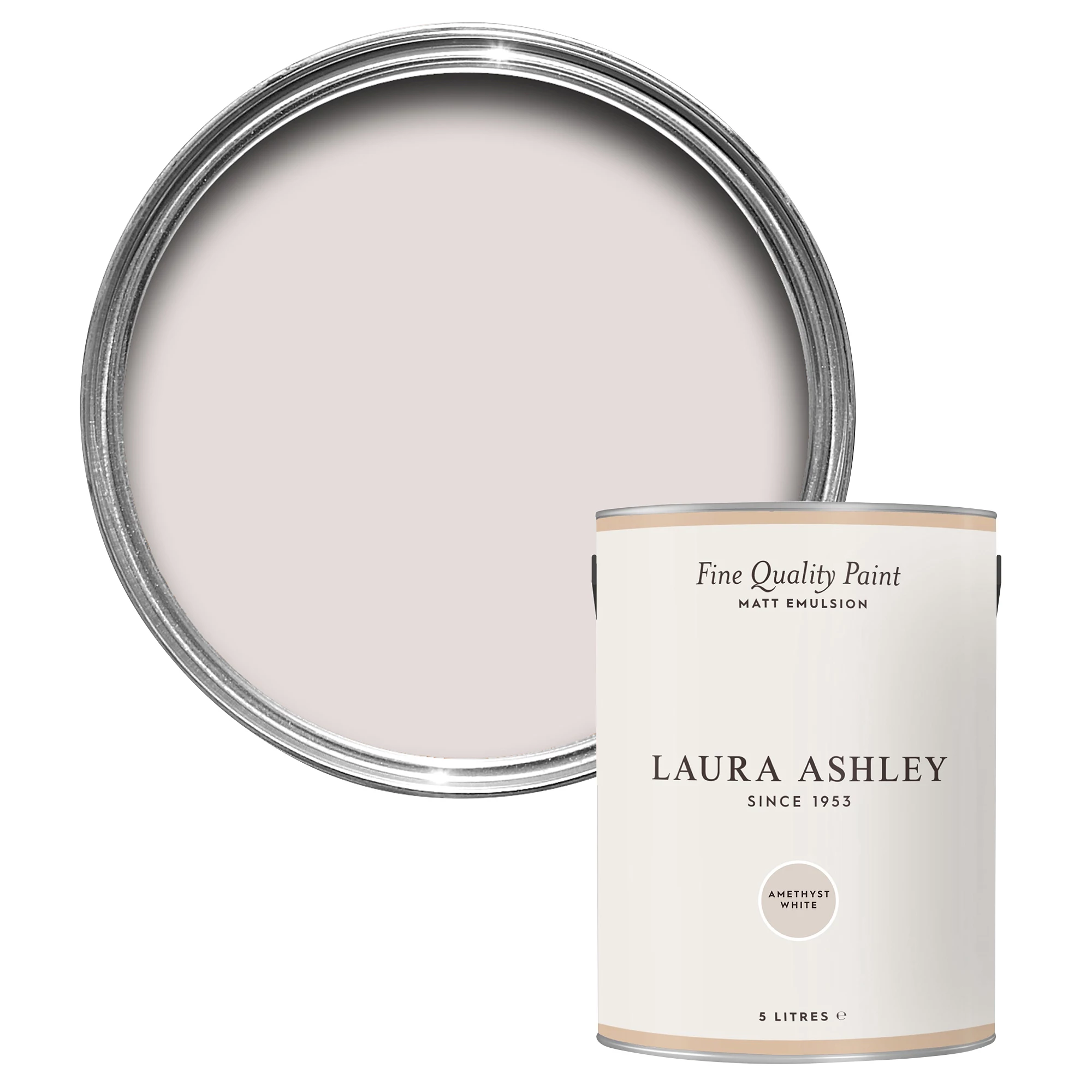 Laura Ashley Amethyst White Matt Emulsion Paint, 5L 1 Laura Ashley Amethyst White Matt Emulsion Paint, 5L