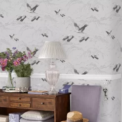Laura Ashley Animalia Bird Silver Effect Smooth Wallpaper -Laura Ashley Sales Store laura ashley animalia bird silver effect smooth wallpaper5011583468267 21i bq