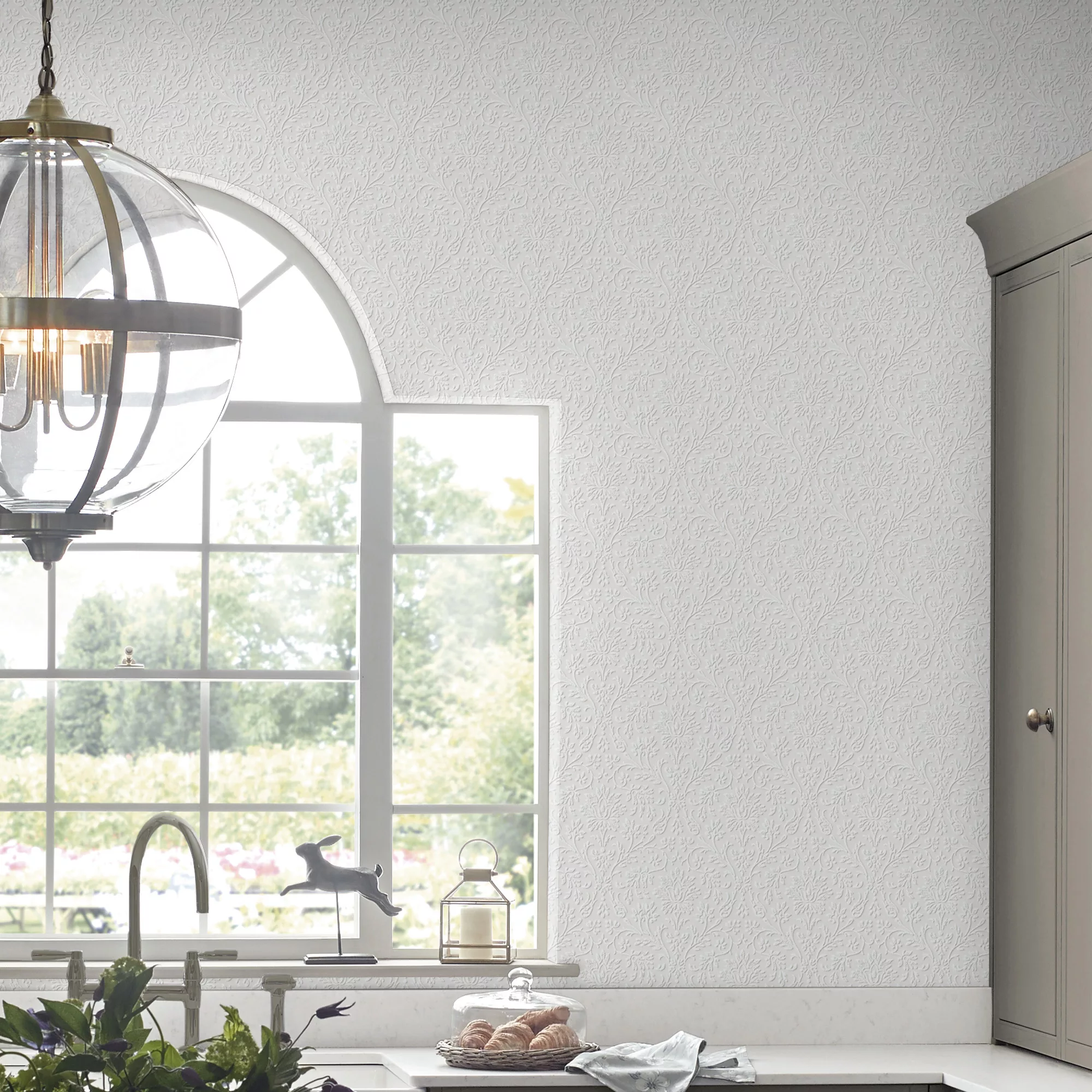 Laura Ashley Annecy White Damask Smooth Wallpaper 4 Laura Ashley Annecy White Damask Smooth Wallpaper - Image 4