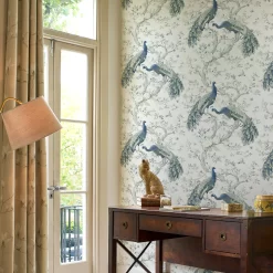 Laura Ashley Belvedere Midnight Peacock Smooth Wallpaper -Laura Ashley Sales Store laura ashley belvedere midnight peacock smooth wallpaper5011583468359 20i bq