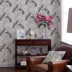 Laura Ashley Belvedere Midnight Peacock Smooth Wallpaper -Laura Ashley Sales Store laura ashley belvedere midnight peacock smooth wallpaper5011583468359 21i bq
