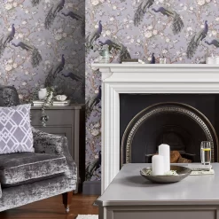Laura Ashley Belvedere Purple Animal Smooth Wallpaper -Laura Ashley Sales Store laura ashley belvedere purple animal smooth wallpaper5011583492651 21i bq