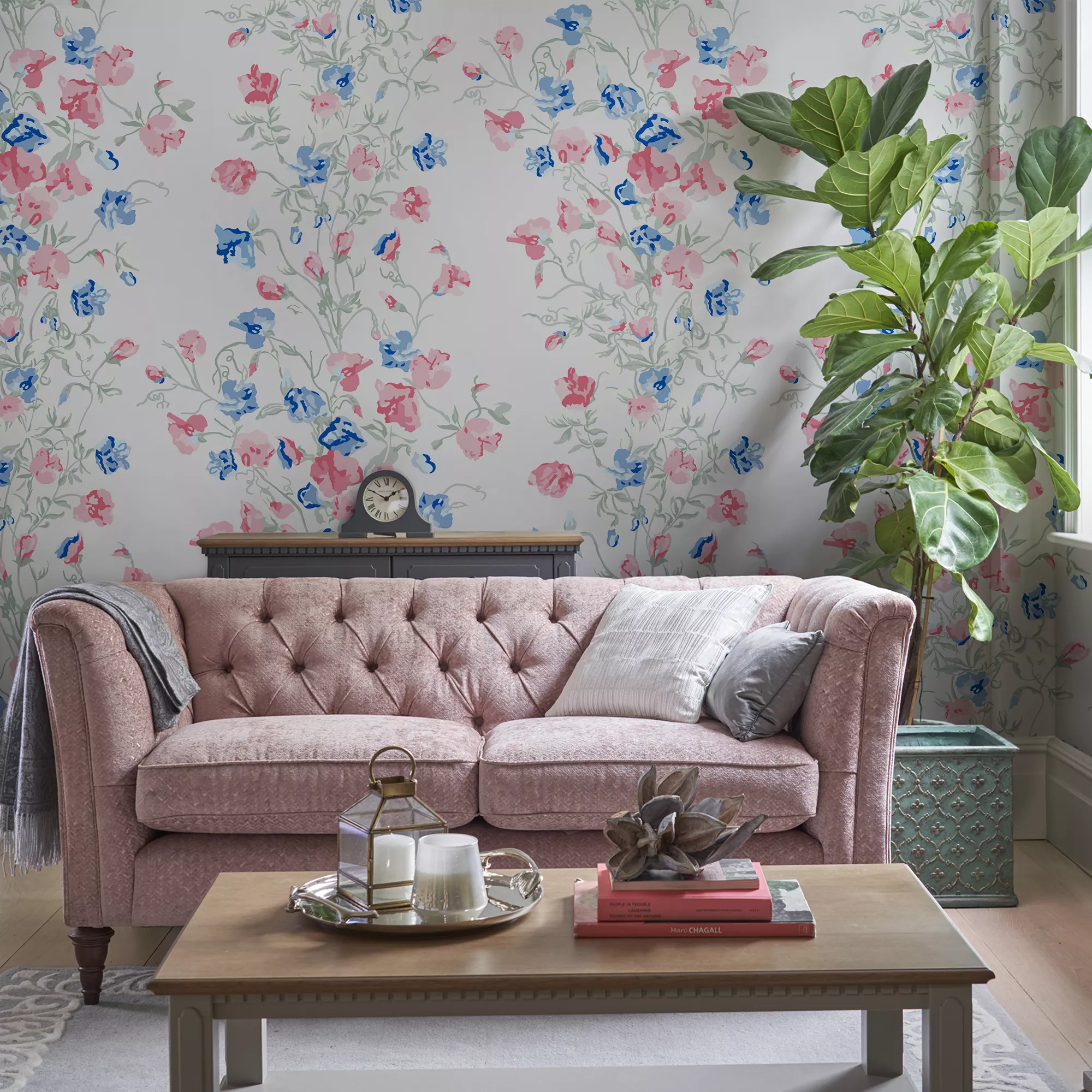 Laura Ashley Charlotte Coral Pink Floral Smooth Wallpaper 3 Laura Ashley Charlotte Coral Pink Floral Smooth Wallpaper - Image 3