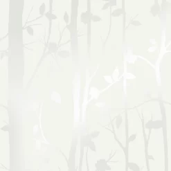 Laura Ashley Cottonwood Pearlescent White Trail Smooth Wallpaper