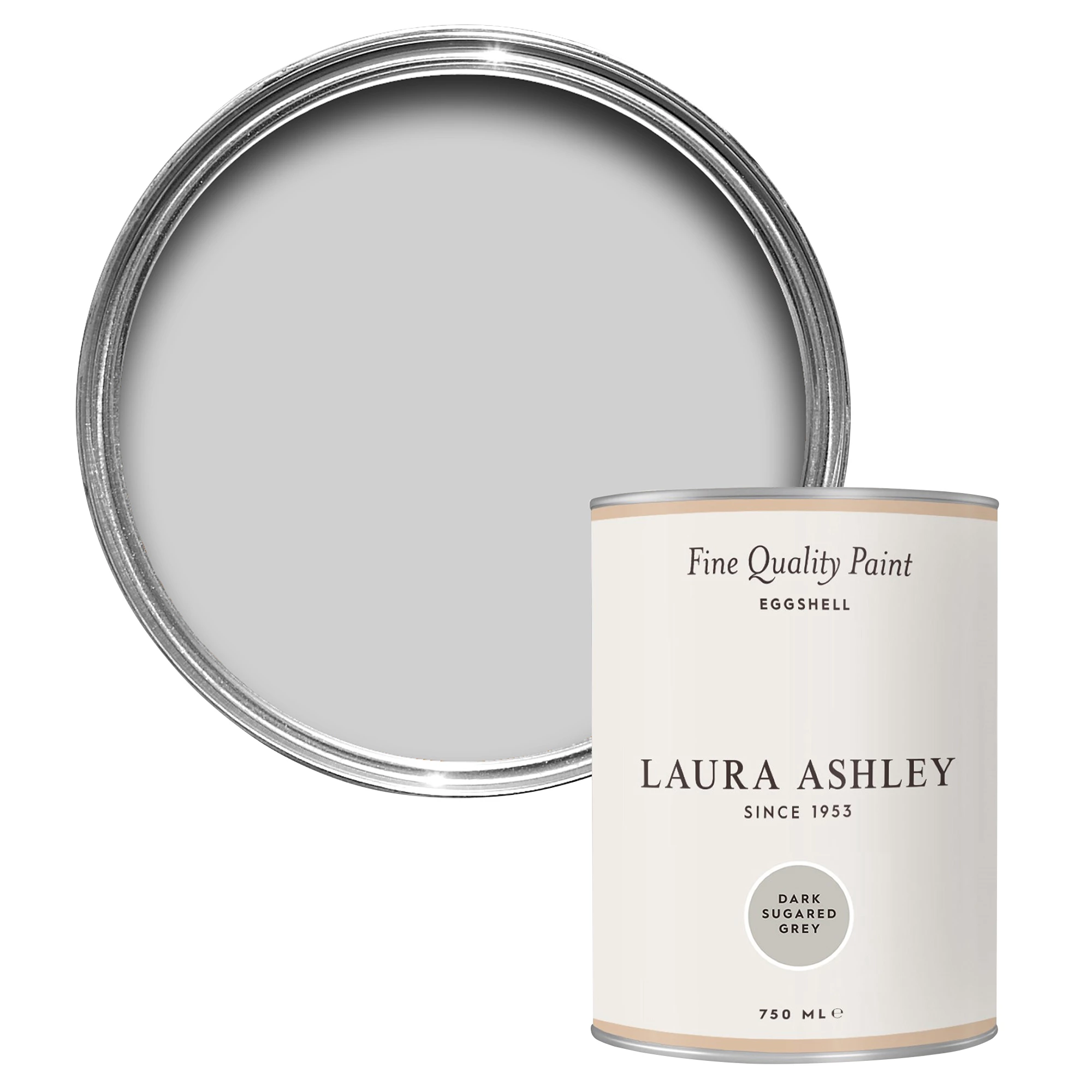 Laura Ashley Dark Sugared Grey Eggshell Emulsion Paint, 750ml 1 Laura Ashley Dark Sugared Grey Eggshell Emulsion Paint, 750ml