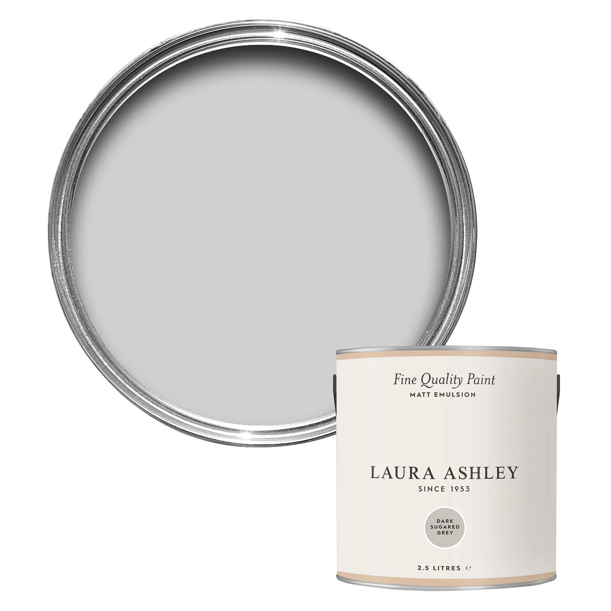 Laura Ashley Dark Sugared Grey Matt Emulsion Paint, 2.5L 1 Laura Ashley Dark Sugared Grey Matt Emulsion Paint, 2.5L