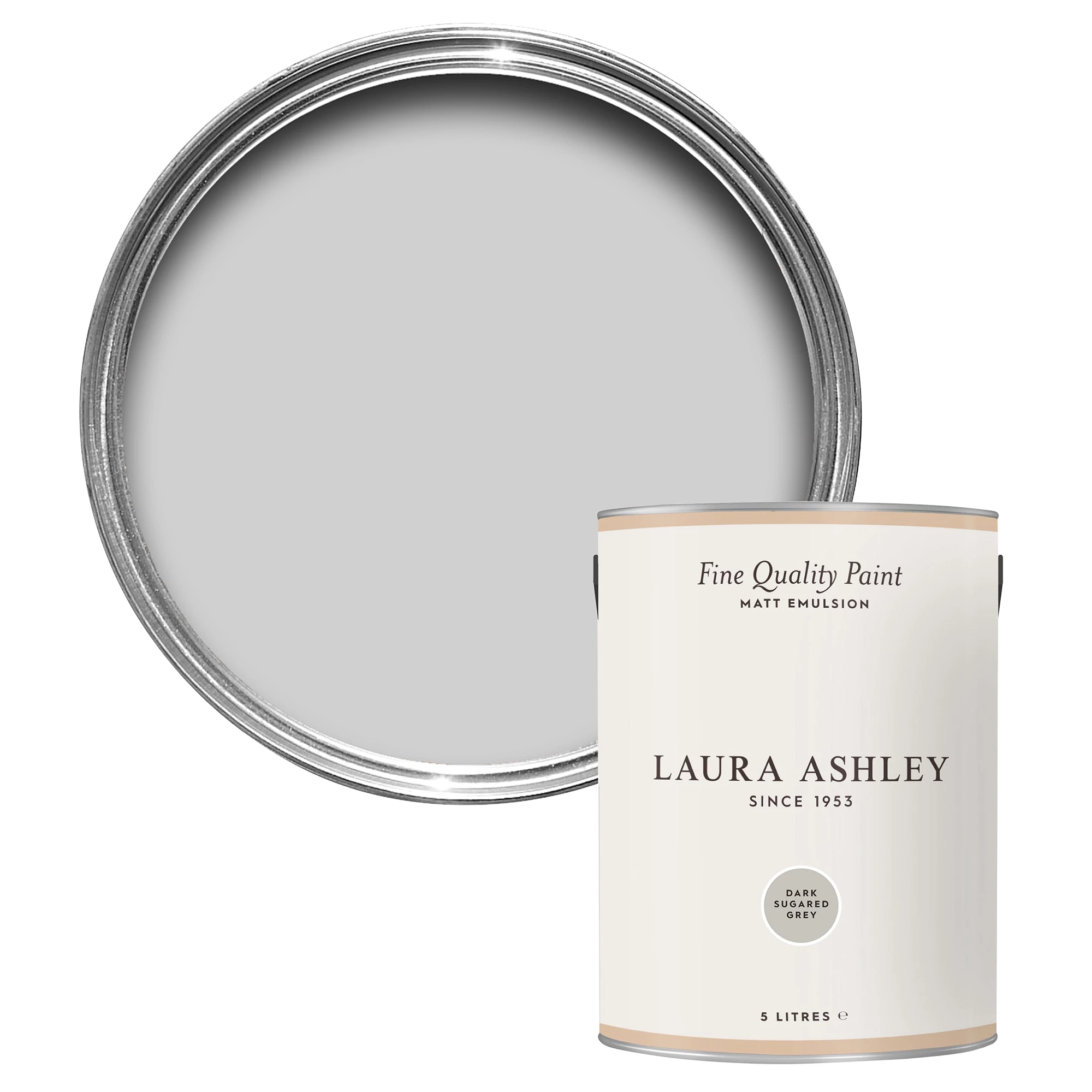 Laura Ashley Dark Sugared Grey Matt Emulsion Paint, 5L 1 Laura Ashley Dark Sugared Grey Matt Emulsion Paint, 5L