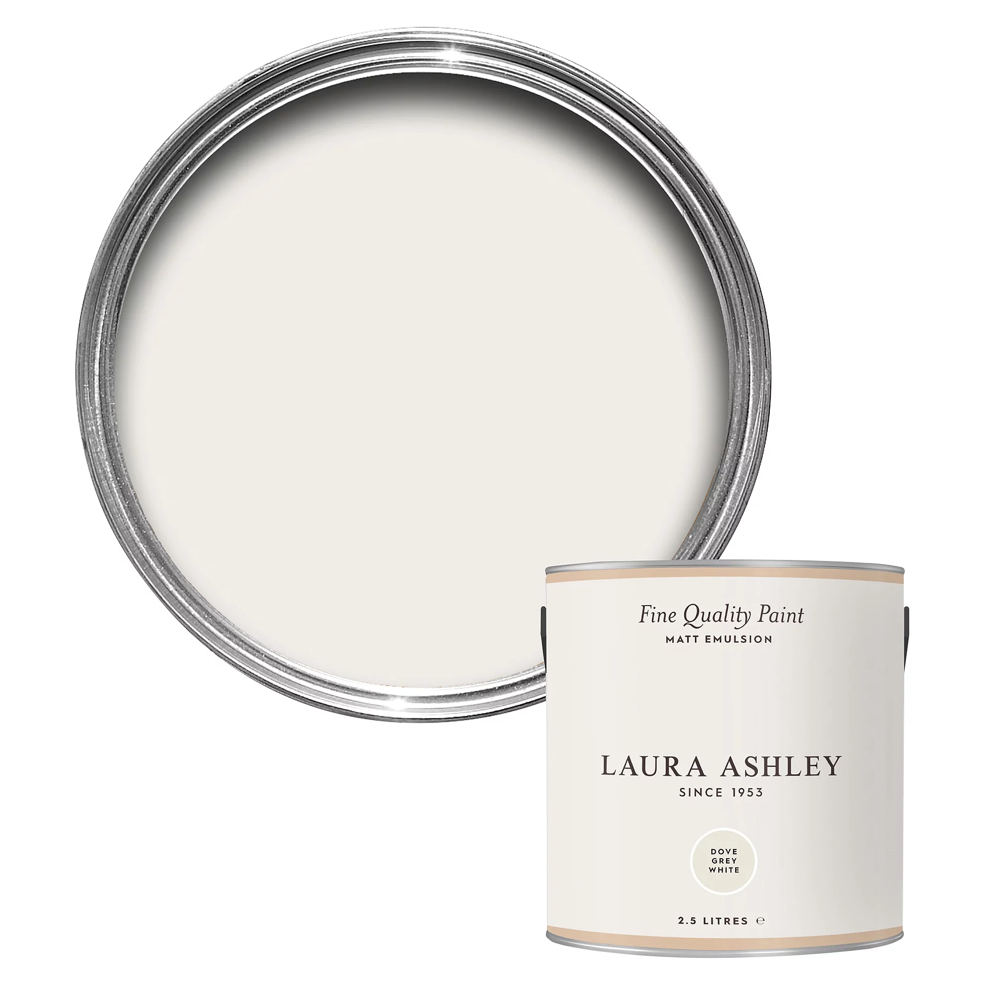 Laura Ashley Dove Grey White Matt Emulsion Paint, 2.5L 1 Laura Ashley Dove Grey White Matt Emulsion Paint, 2.5L