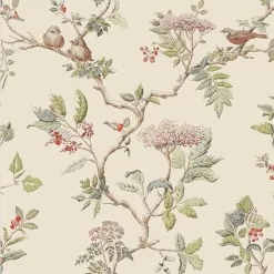 Laura Ashley Elderwood Neutral Floral Smooth Wallpaper