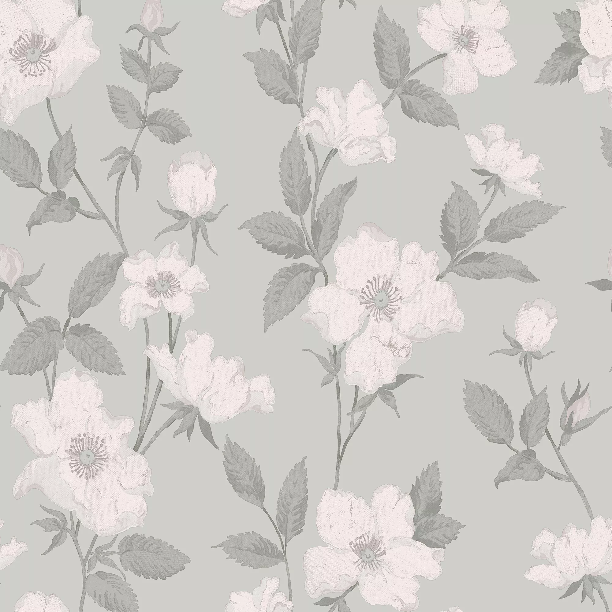 Laura Ashley Fleurir Smoke Green Floral Smooth Wallpaper 1 Laura Ashley Fleurir Smoke Green Floral Smooth Wallpaper