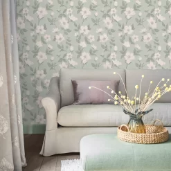 Laura Ashley Fleurir Smoke Green Floral Smooth Wallpaper 9 Laura Ashley Fleurir Smoke Green Floral Smooth Wallpaper -Laura Ashley Sales Store laura ashley fleurir smoke green floral smooth wallpaper5011583487077 20i bq