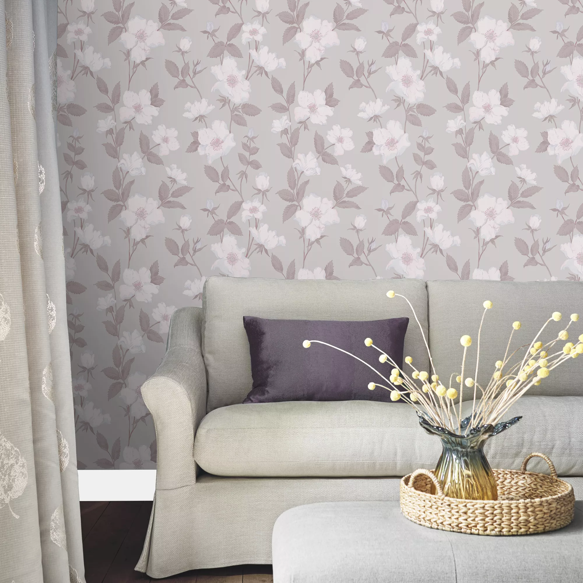 Laura Ashley Fleurir Sugared Violet Floral Smooth Wallpaper 5 Laura Ashley Fleurir Sugared Violet Floral Smooth Wallpaper - Image 5