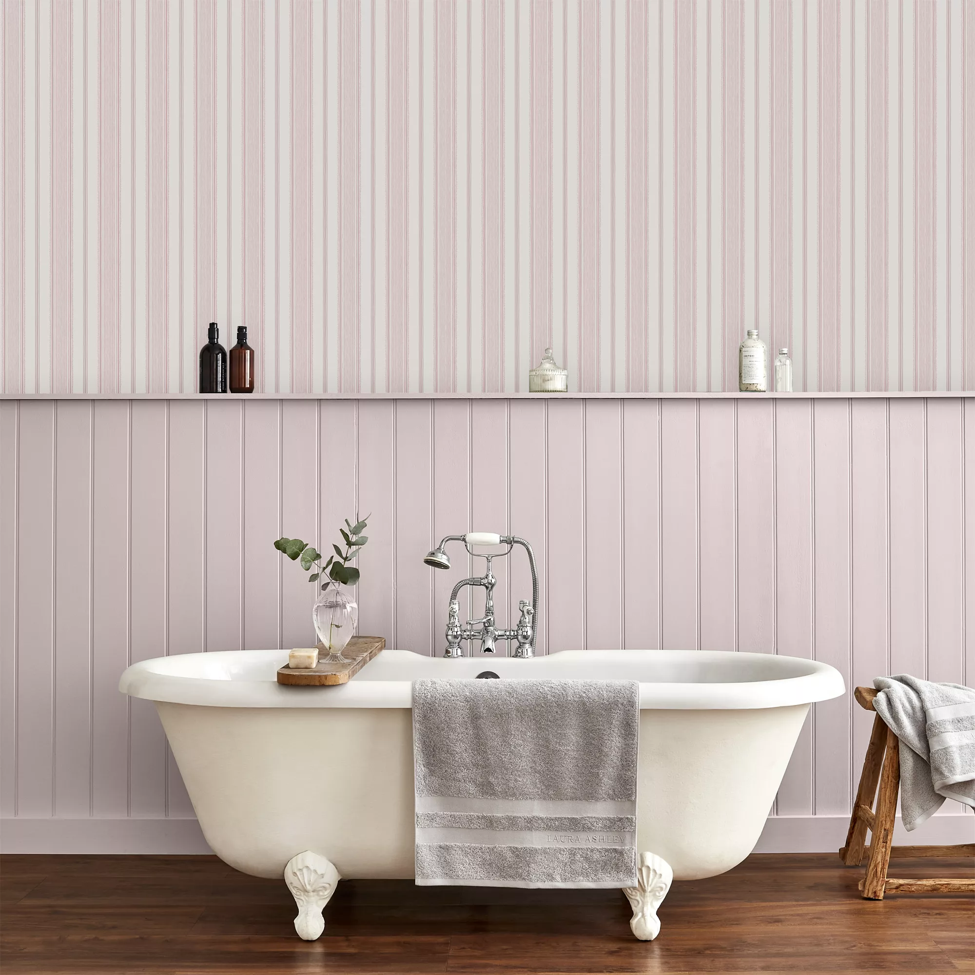 Laura Ashley Heacham Blush Stripe Smooth Wallpaper 4 Laura Ashley Heacham Blush Stripe Smooth Wallpaper - Image 4