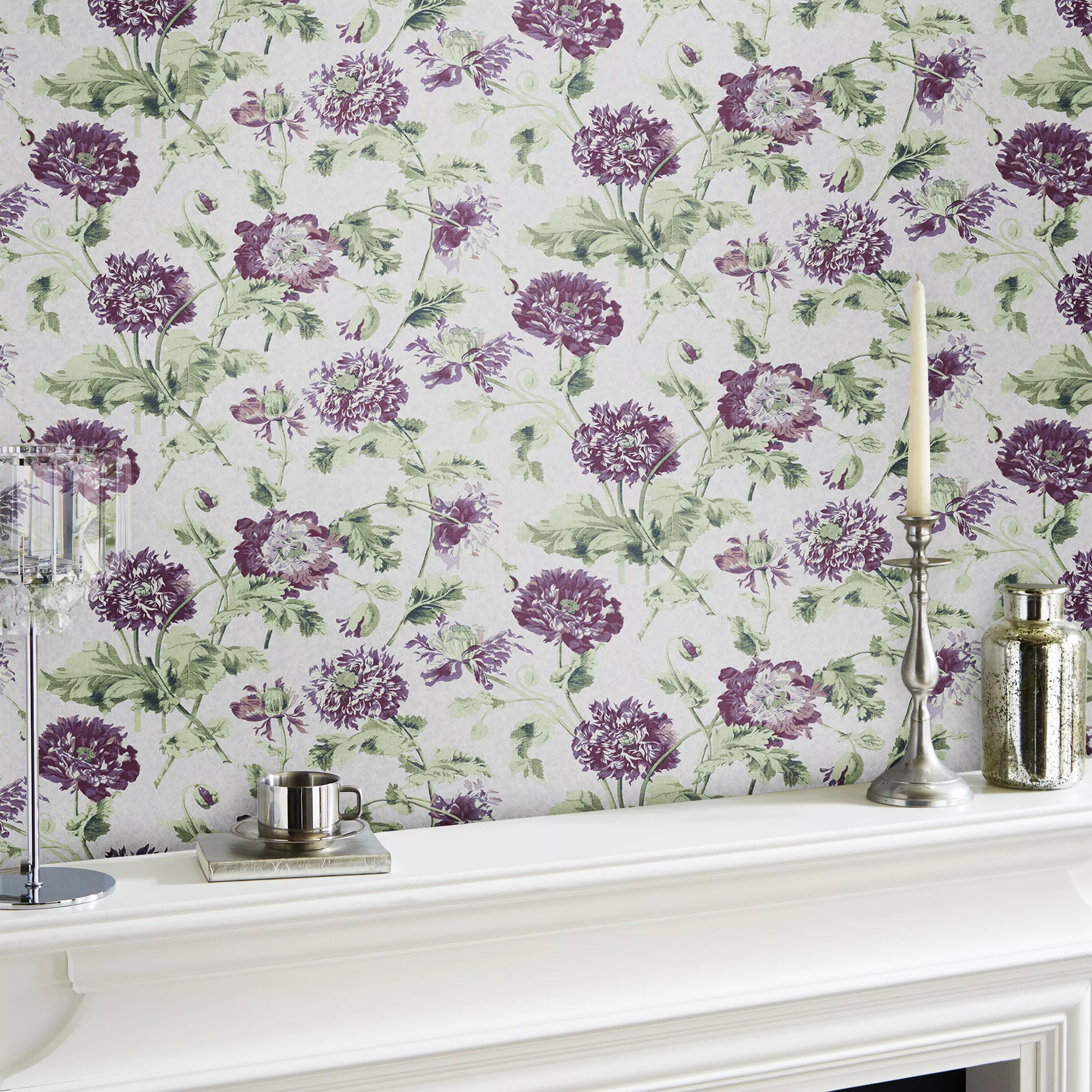 Laura Ashley Hepworth Grape Floral Smooth Wallpaper 4 Laura Ashley Hepworth Grape Floral Smooth Wallpaper - Image 4