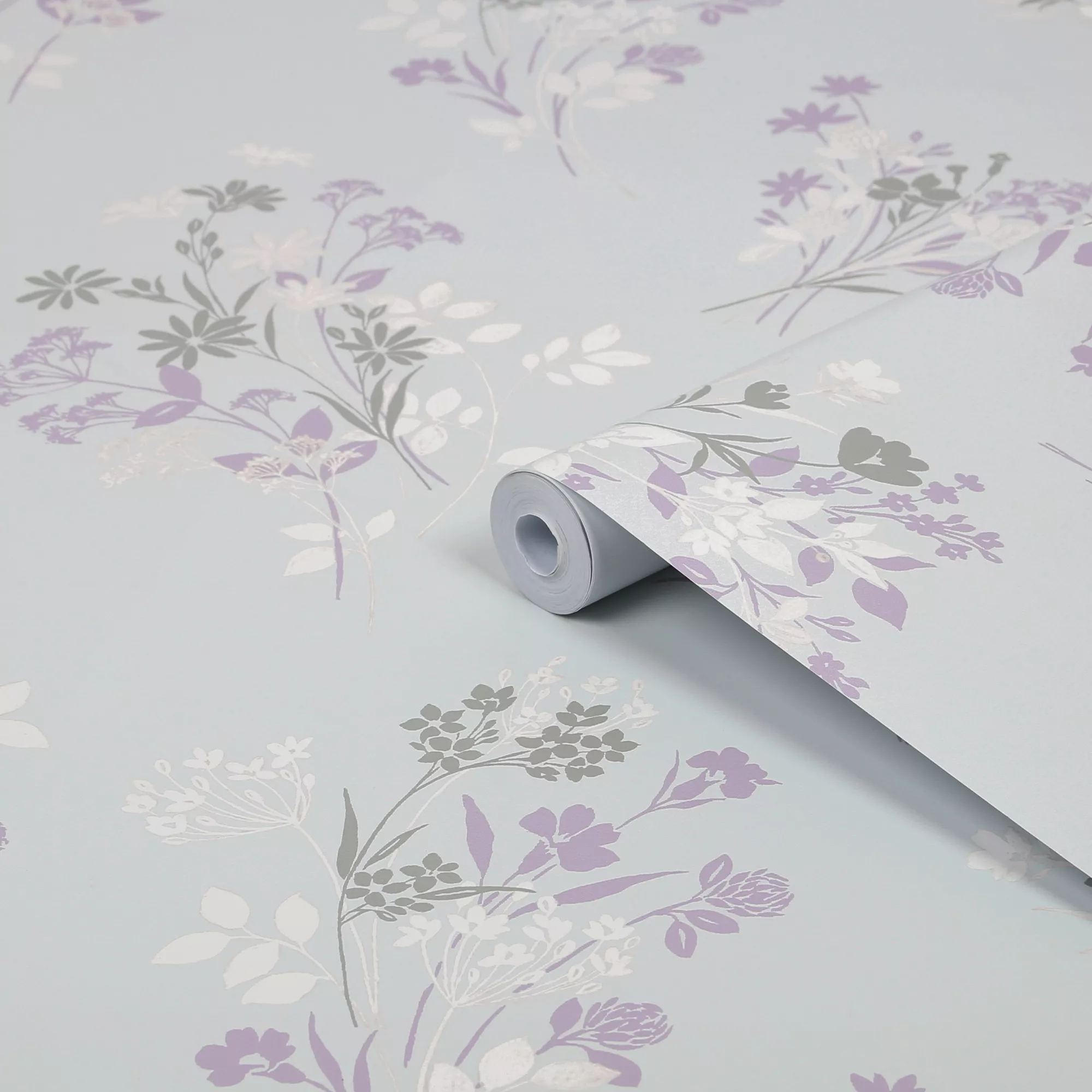 Laura Ashley Igerna Blue, Purple & Green Floral Smooth Wallpaper 1 Laura Ashley Igerna Blue, Purple & Green Floral Smooth Wallpaper