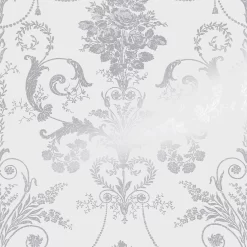 Laura Ashley Josette Damask Silver Effect Smooth Wallpaper