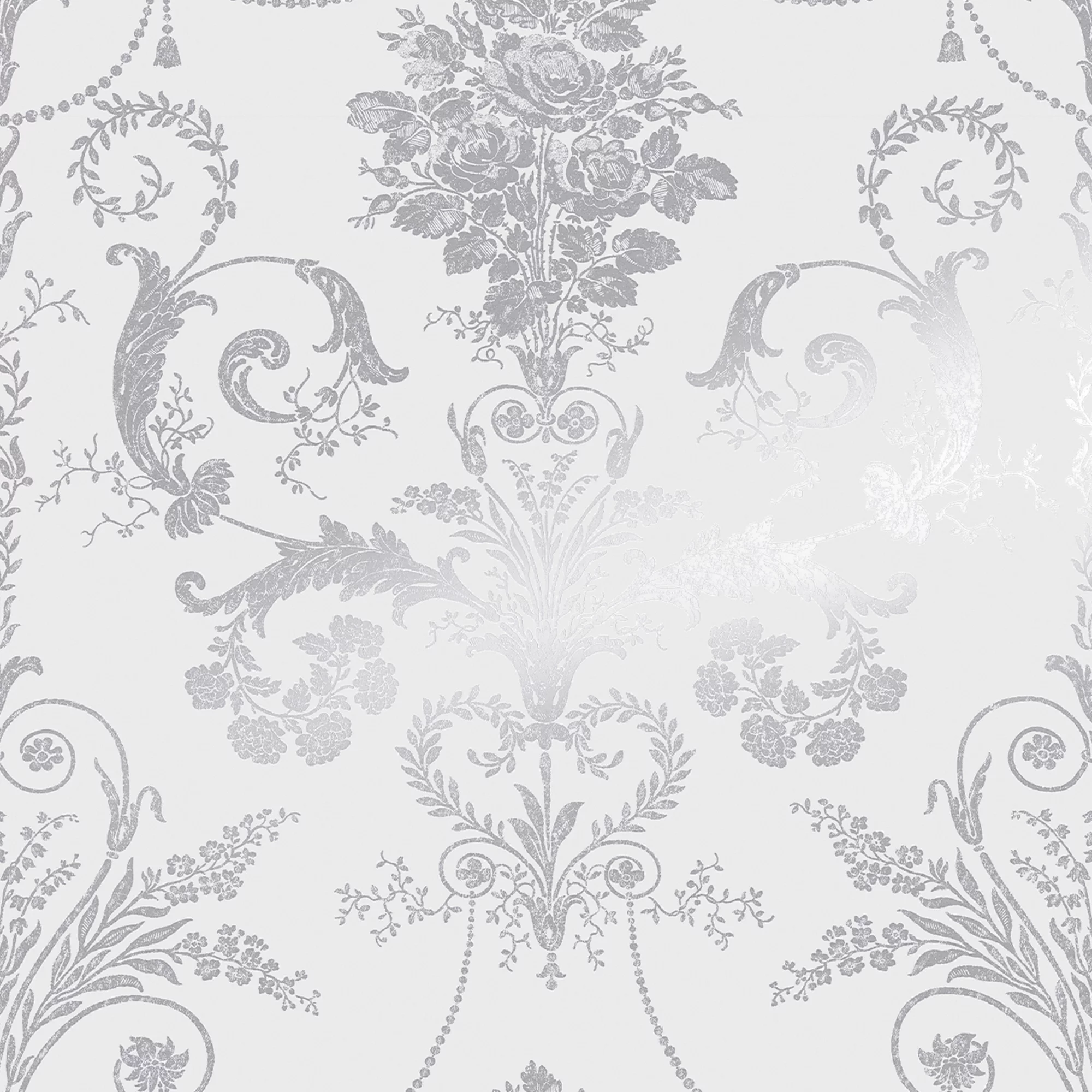 Laura Ashley Josette Damask Silver Effect Smooth Wallpaper 1 Laura Ashley Josette Damask Silver Effect Smooth Wallpaper