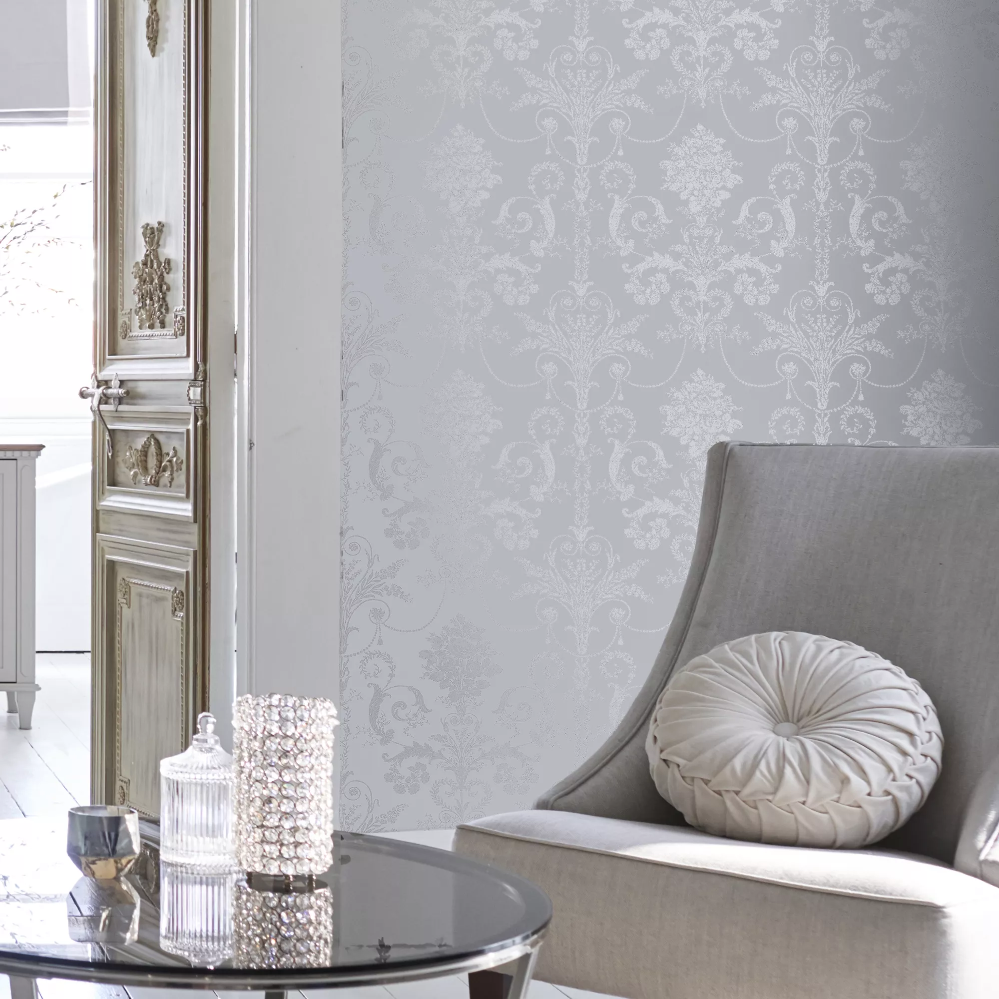 Laura Ashley Josette Damask Silver Effect Smooth Wallpaper 5 Laura Ashley Josette Damask Silver Effect Smooth Wallpaper - Image 5