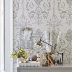 Laura Ashley Josette Dove Grey & White Damask Smooth Wallpaper 7 Laura Ashley Josette Dove Grey & White Damask Smooth Wallpaper -Laura Ashley Sales Store laura ashley josette dove grey white damask smooth wallpaper5011583467994 20i bq