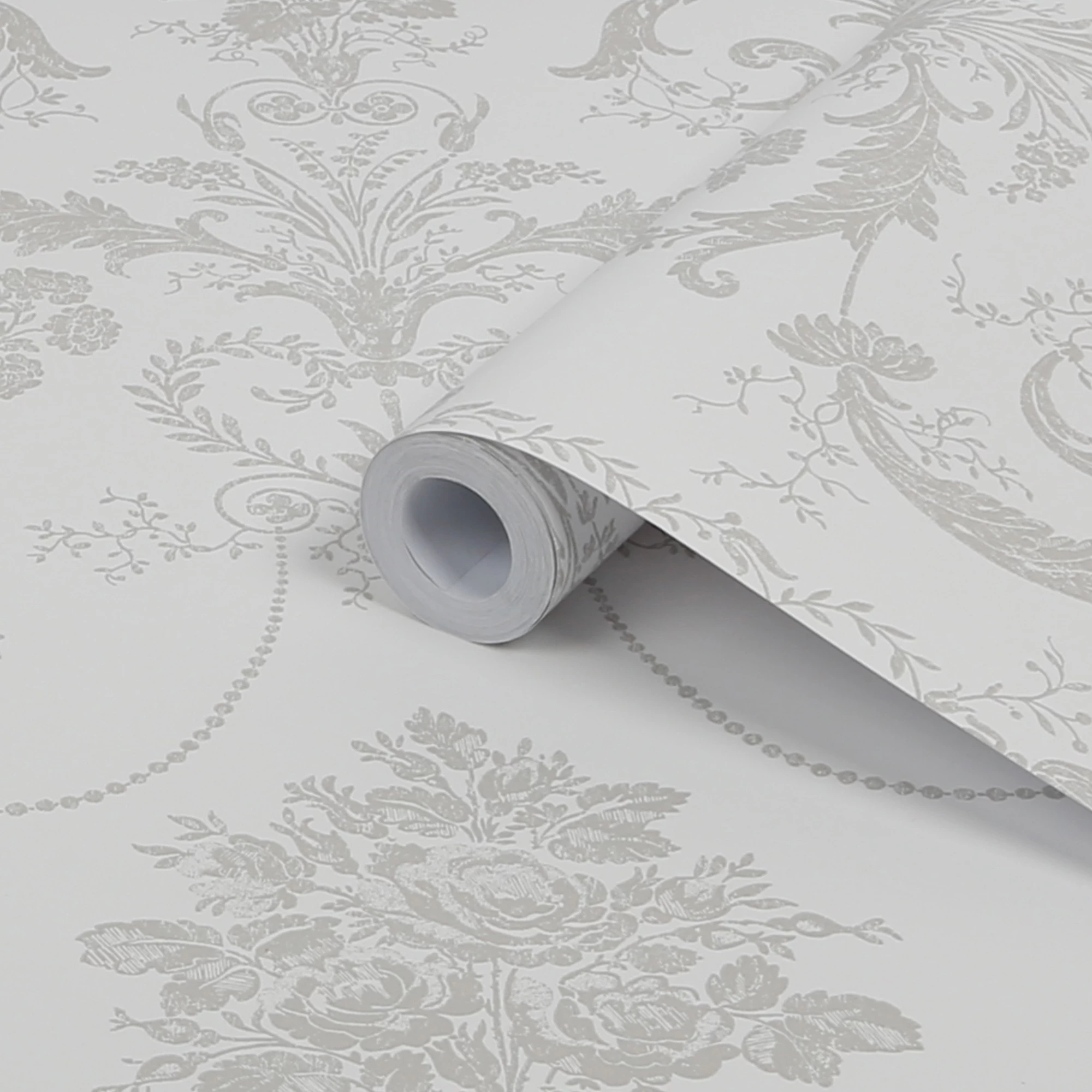 Laura Ashley Josette Dove Grey & White Damask Smooth Wallpaper 1 Laura Ashley Josette Dove Grey & White Damask Smooth Wallpaper