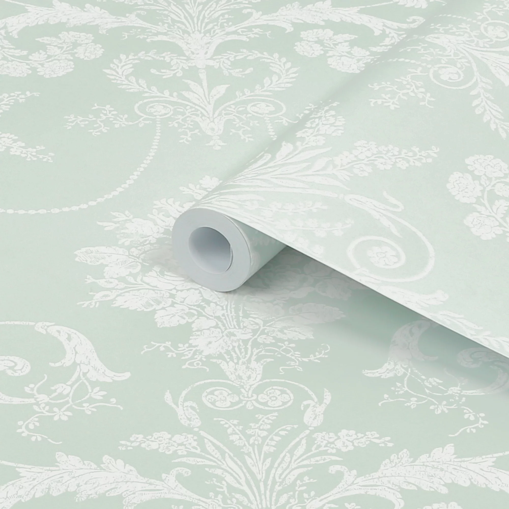 Laura Ashley Josette Duck Egg Damask Smooth Wallpaper 2 Laura Ashley Josette Duck Egg Damask Smooth Wallpaper - Image 2