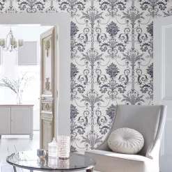Laura Ashley Josette Midnight & Off White Damask Smooth Wallpaper 9 Laura Ashley Josette Midnight & Off White Damask Smooth Wallpaper -Laura Ashley Sales Store laura ashley josette midnight off white damask smooth wallpaper5011583468052 20i bq