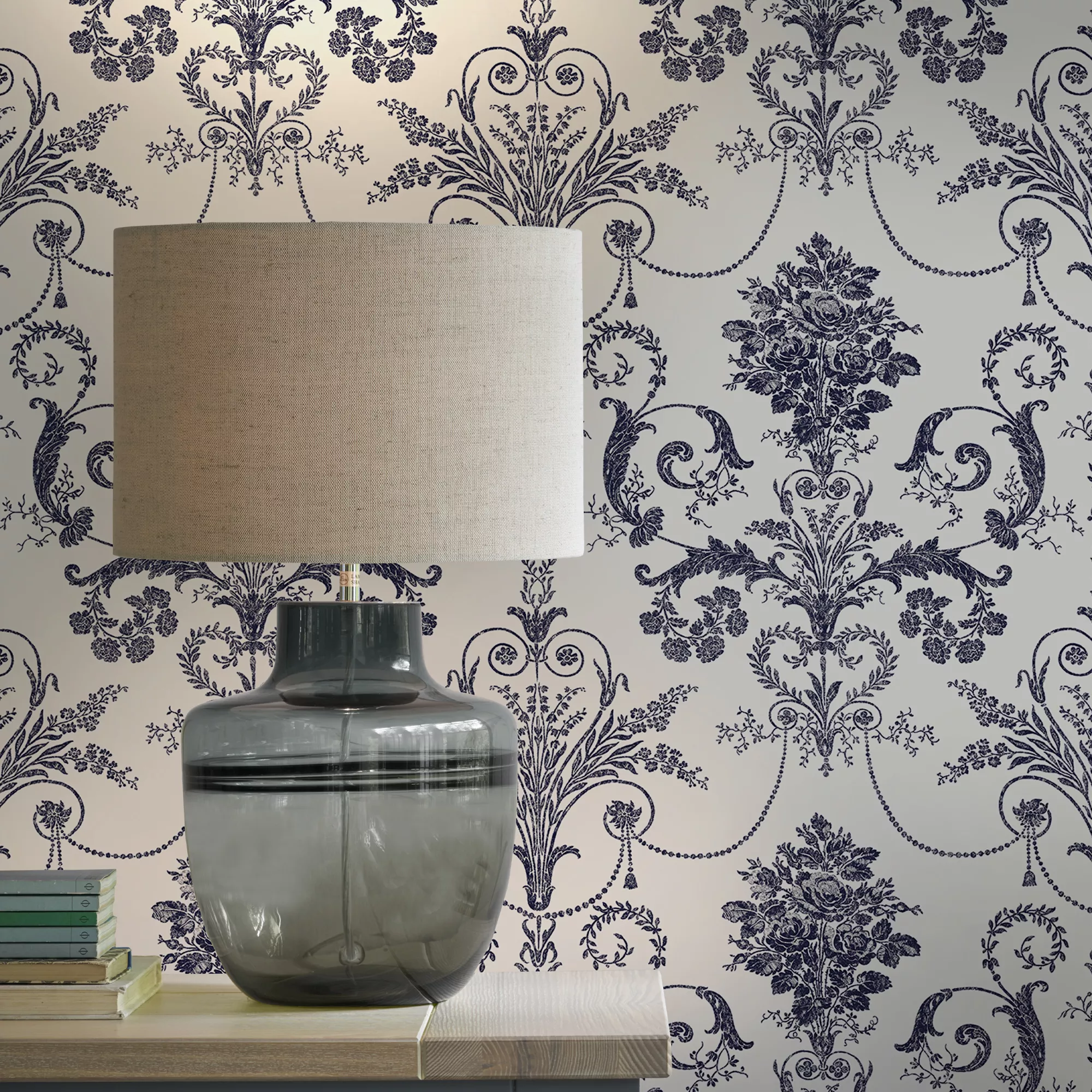 Laura Ashley Josette Midnight & Off White Damask Smooth Wallpaper 5 Laura Ashley Josette Midnight & Off White Damask Smooth Wallpaper - Image 5