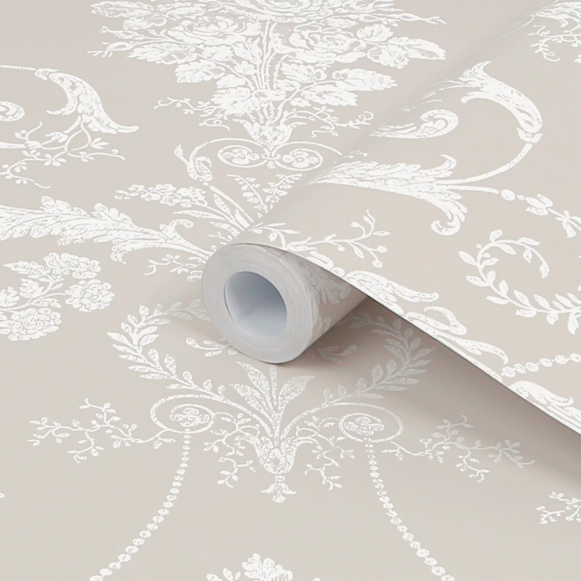 Laura Ashley Josette White & Dove Grey Damask Smooth Wallpaper 5 Laura Ashley Josette White & Dove Grey Damask Smooth Wallpaper - Image 5