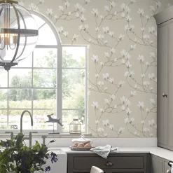 Laura Ashley Magnolia Grove Neutral Floral Smooth Wallpaper -Laura Ashley Sales Store laura ashley magnolia grove neutral floral smooth wallpaper5011583467031 21i bq
