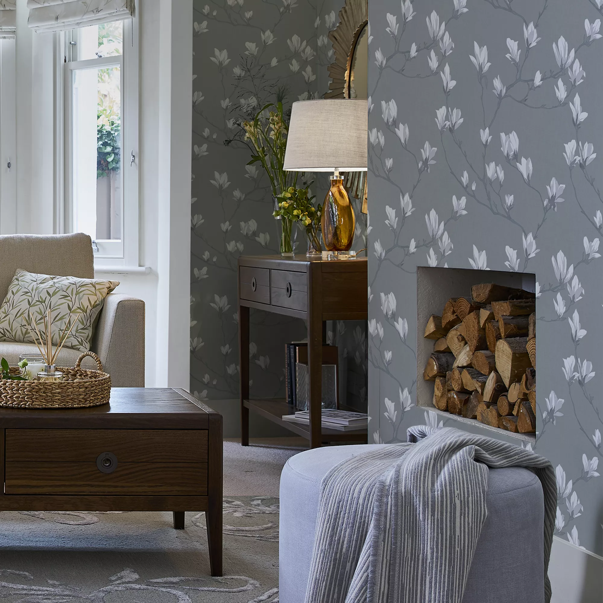 Laura Ashley Magnolia Grove Slate Floral Smooth Wallpaper 5 Laura Ashley Magnolia Grove Slate Floral Smooth Wallpaper - Image 5