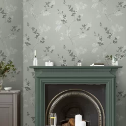 Laura Ashley Mari Green Floral Smooth Wallpaper 11 Laura Ashley Mari Green Floral Smooth Wallpaper -Laura Ashley Sales Store laura ashley mari green floral smooth wallpaper5011583545692 20i bq