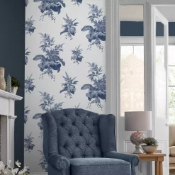 Laura Ashley Narberth Blue Leaves Smooth Wallpaper 11 Laura Ashley Narberth Blue Leaves Smooth Wallpaper -Laura Ashley Sales Store laura ashley narberth blue leaves smooth wallpaper5011583546026 20i bq