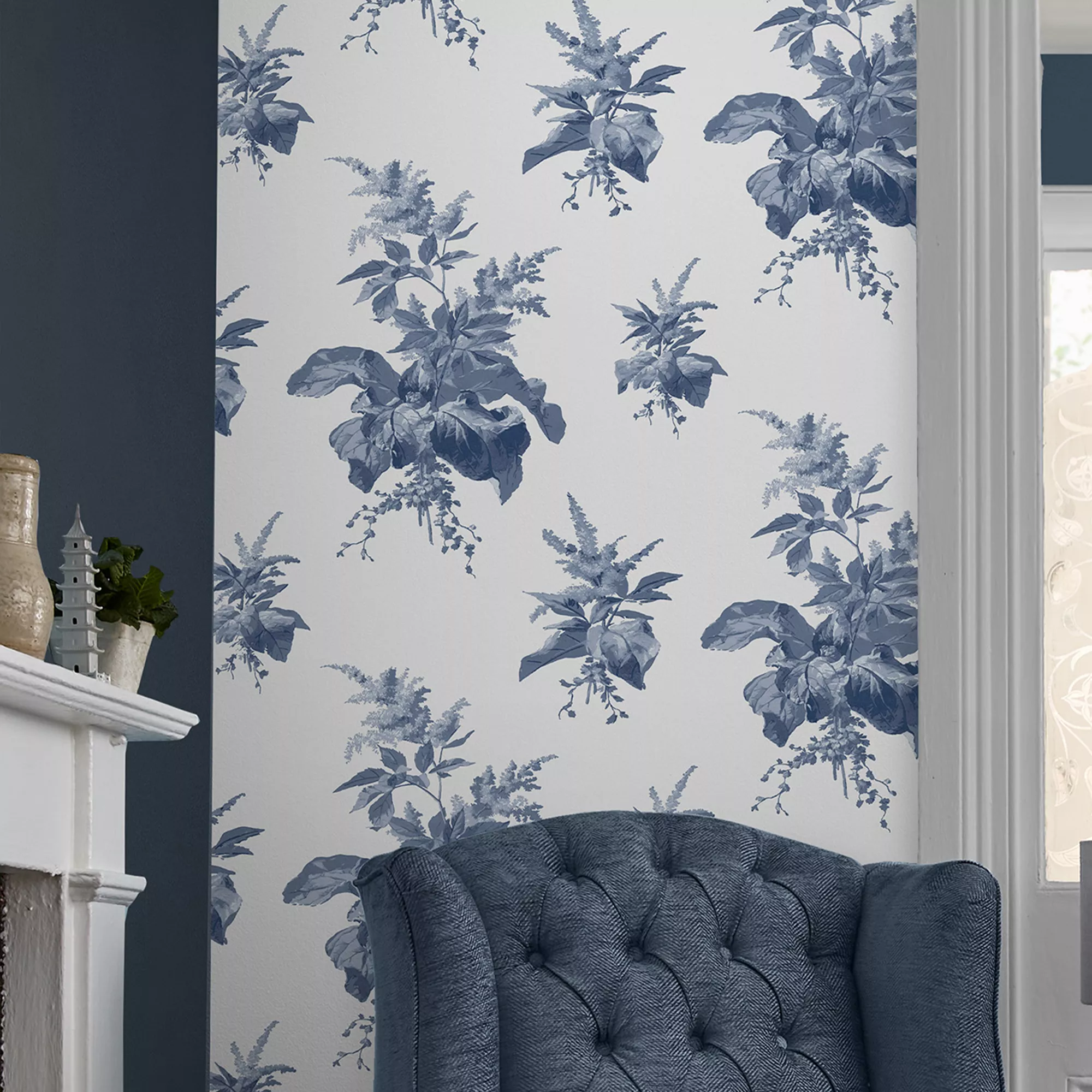 Laura Ashley Narberth Blue Leaves Smooth Wallpaper 6 Laura Ashley Narberth Blue Leaves Smooth Wallpaper - Image 6