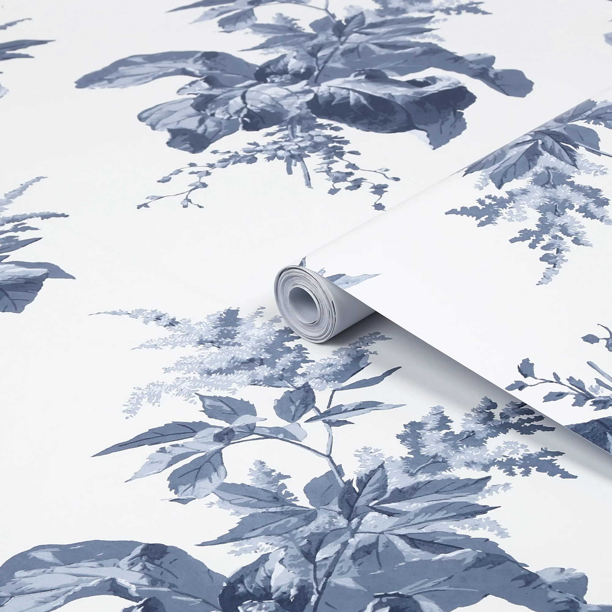 Laura Ashley Narberth Blue Leaves Smooth Wallpaper 1 Laura Ashley Narberth Blue Leaves Smooth Wallpaper