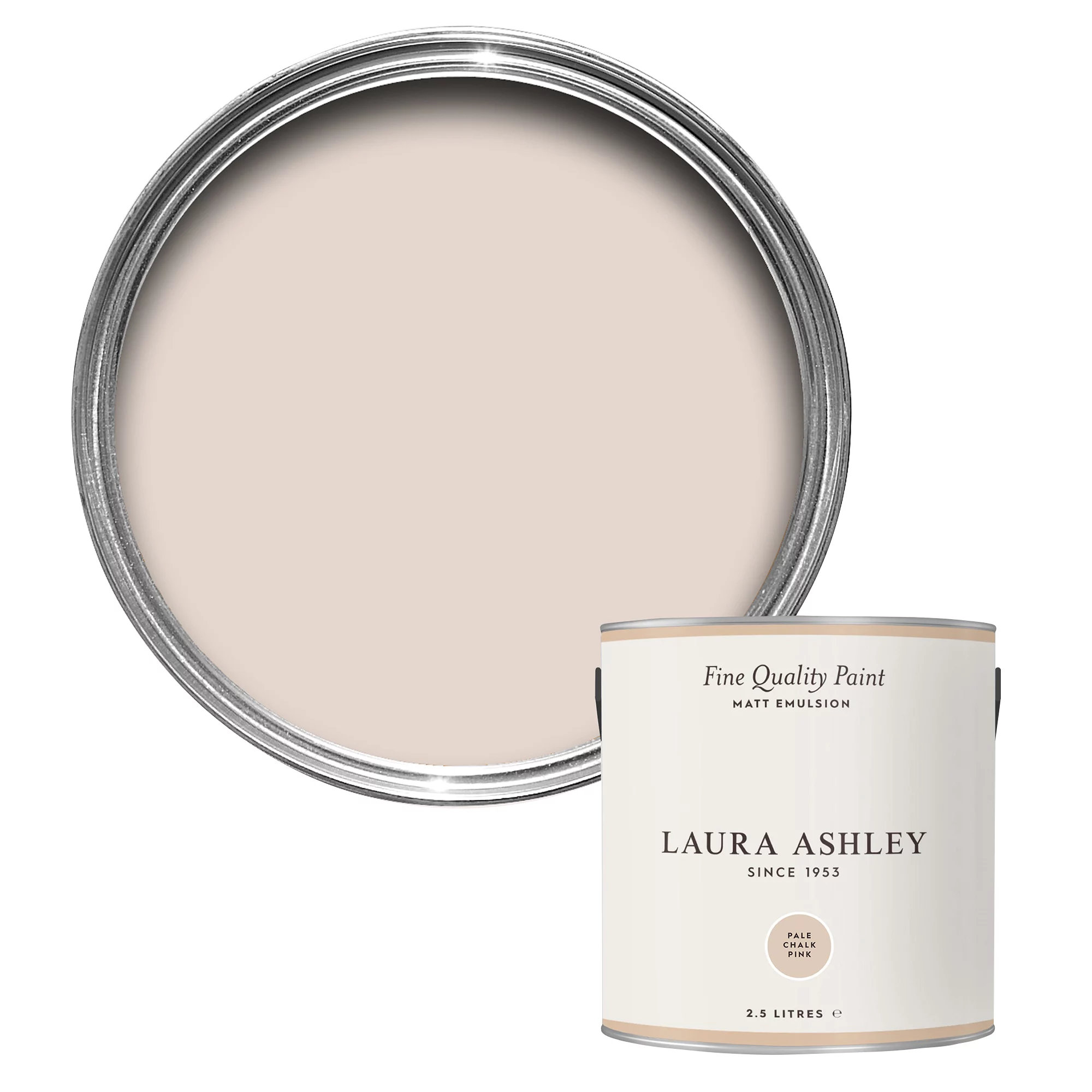 Laura Ashley Pale Chalk Pink Matt Emulsion Paint, 2.5L 1 Laura Ashley Pale Chalk Pink Matt Emulsion Paint, 2.5L