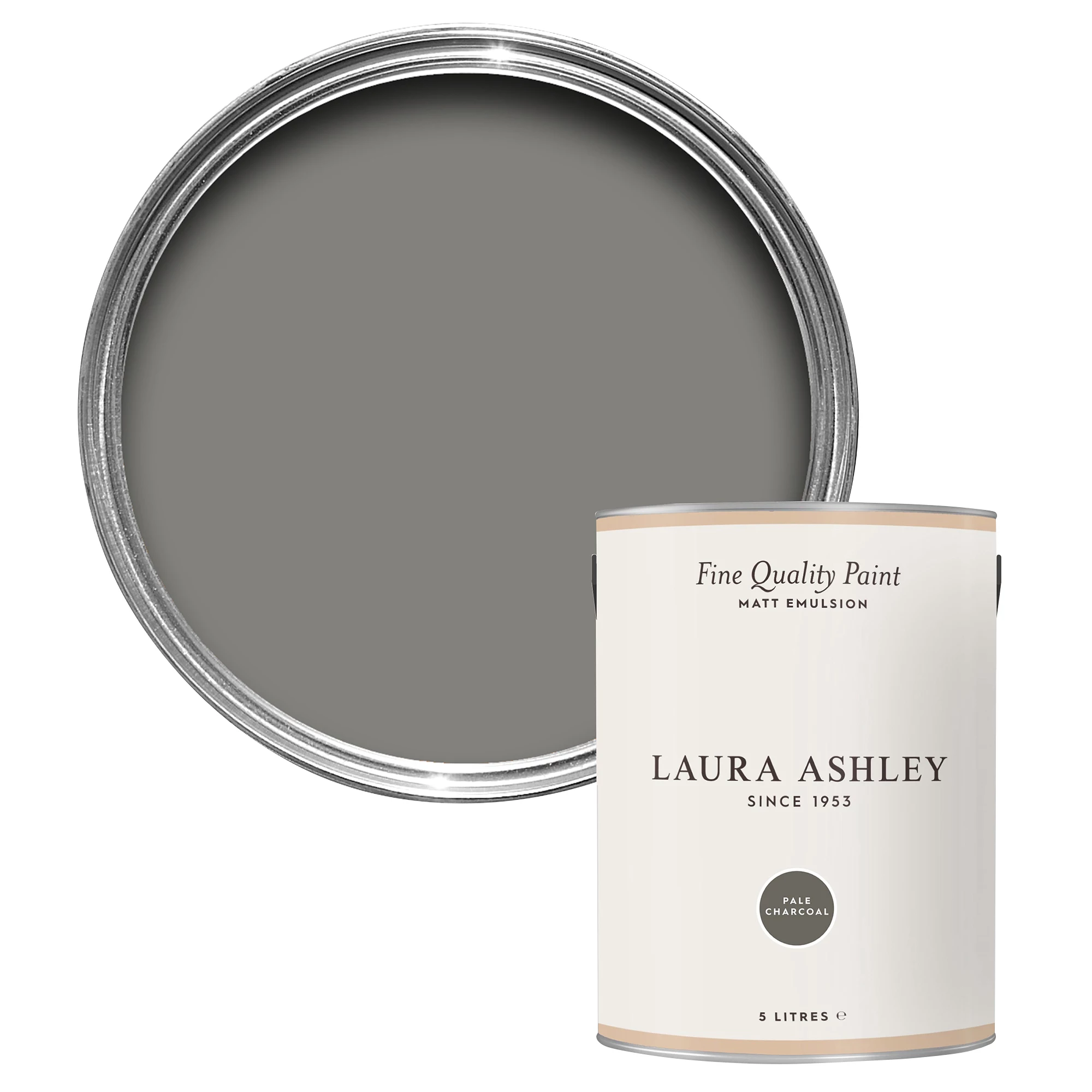 Laura Ashley Pale Charcoal Matt Emulsion Paint, 5L 1 Laura Ashley Pale Charcoal Matt Emulsion Paint, 5L